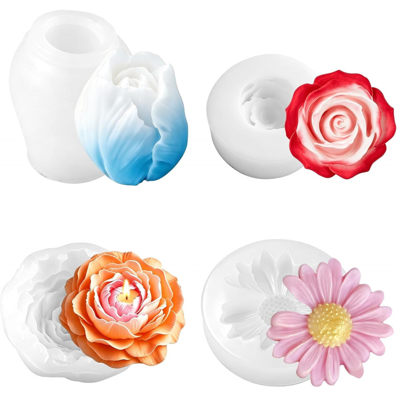 Soap Making Gel - Molde de silicona floral para velas,